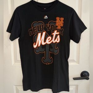 Majestic New York Mets Black Tee with Orange & White Logo